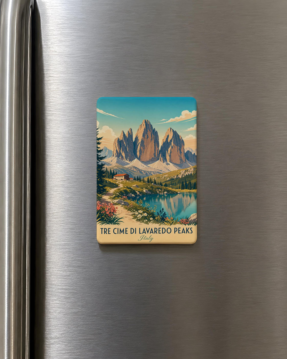 Tre Cime di Lavaredo Peaks Fridge Magnet, Dolomites Italy Mountain Landmark Souvenir Magnet, Alpine Travel Gift