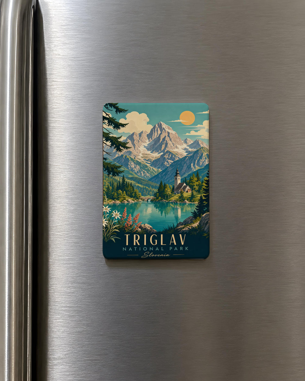 Triglav National Park Fridge Magnet, Slovenia Mountain Landscape Souvenir Magnet, Julian Alps Travel Keepsake Magnet
