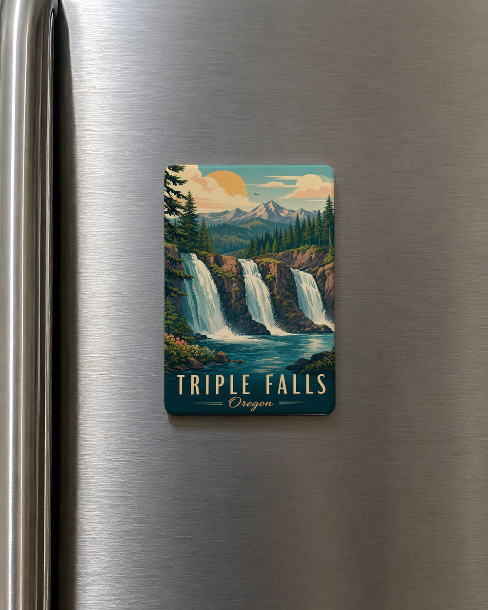 Triple Falls Oregon Fridge Magnet, Waterfall Nature Souvenir, Columbia River Gorge Travel Gift, Pacific Northwest Keepsake