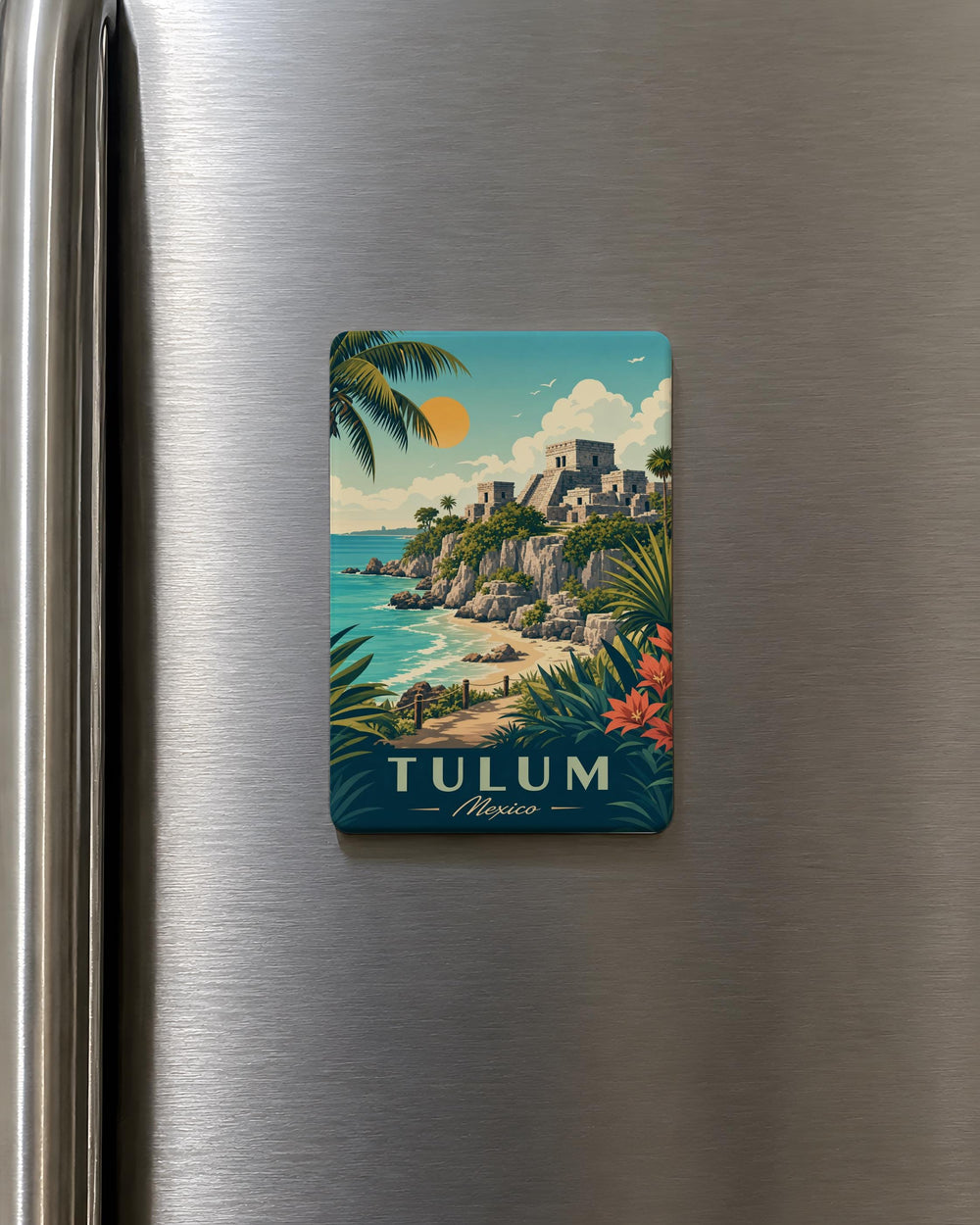 Tulum Ruins Fridge Magnet, Mexico Mayan Archaeological Site Souvenir, Caribbean Coast Travel Gift