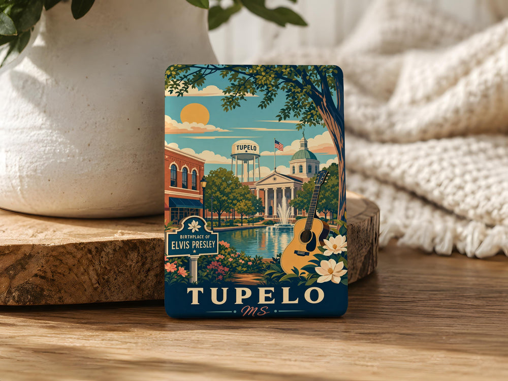 Tupelo MS Fridge Magnet, Tupelo Mississippi Souvenir Magnet, Tupelo City Landmark Travel Gift, Mississippi Refrigerator Magnet