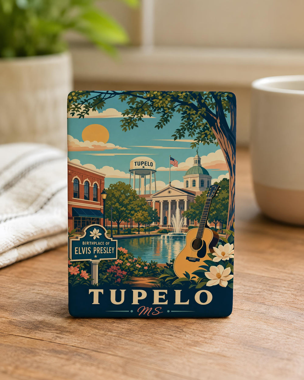 Tupelo MS Fridge Magnet, Tupelo Mississippi Souvenir Magnet, Tupelo City Landmark Travel Gift, Mississippi Refrigerator Magnet