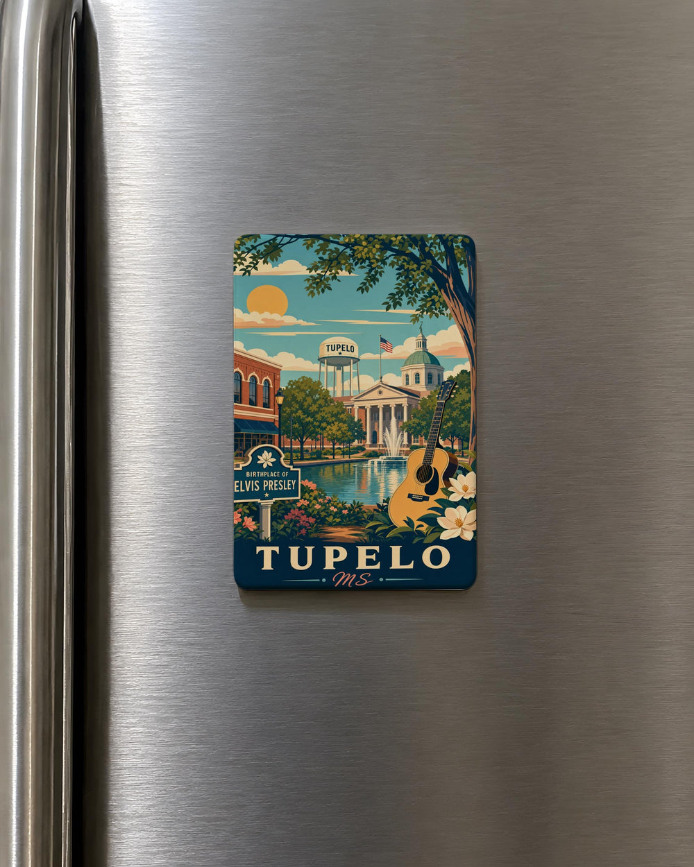 Tupelo MS Fridge Magnet, Tupelo Mississippi Souvenir Magnet, Tupelo City Landmark Travel Gift, Mississippi Refrigerator Magnet