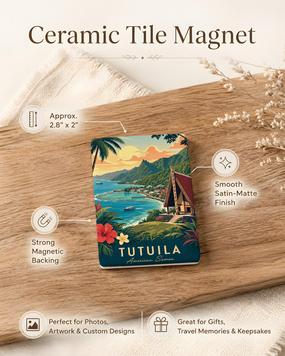 Tutuila American Samoa Fridge Magnet, Tutuila Island Souvenir Magnet, American Samoa Travel Gift, Island Vacation Keepsake Magnet