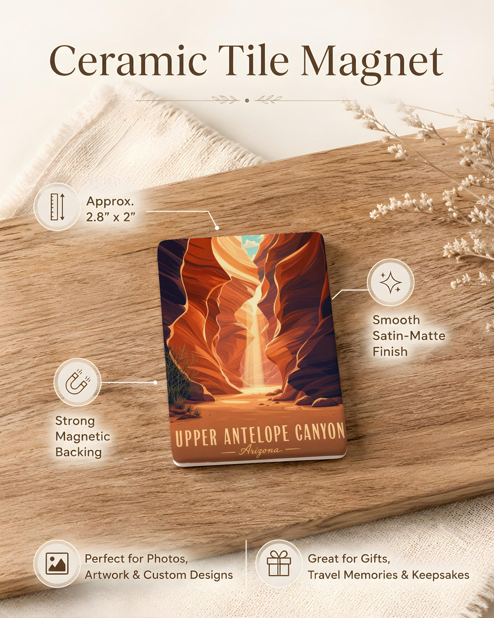 Upper Antelope Canyon Fridge Magnet, Arizona Slot Canyon Souvenir, Page AZ Travel Keepsake, Southwest Desert Landmark Magnet