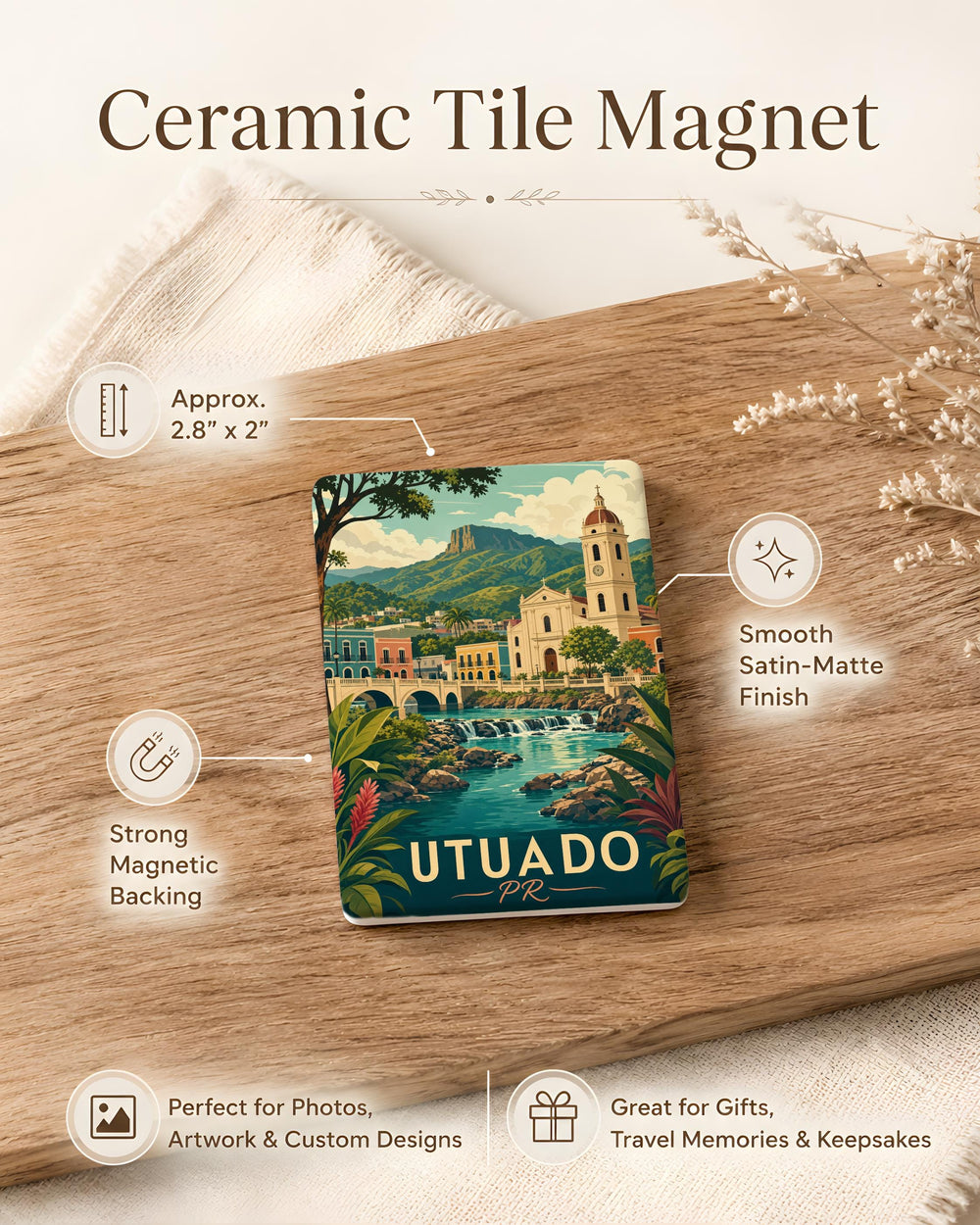 Utuado Puerto Rico Fridge Magnet, Utuado PR Souvenir Magnet, Puerto Rico Travel Keepsake, Borikén Gift, Island Memory Magnet
