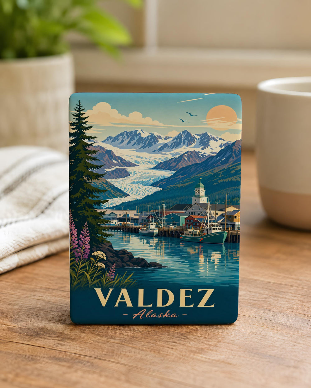 Valdez Alaska Fridge Magnet, Valdez AK Souvenir Magnet, Alaska Travel Gift, Coastal Town Keepsake, Prince William Sound Magnet