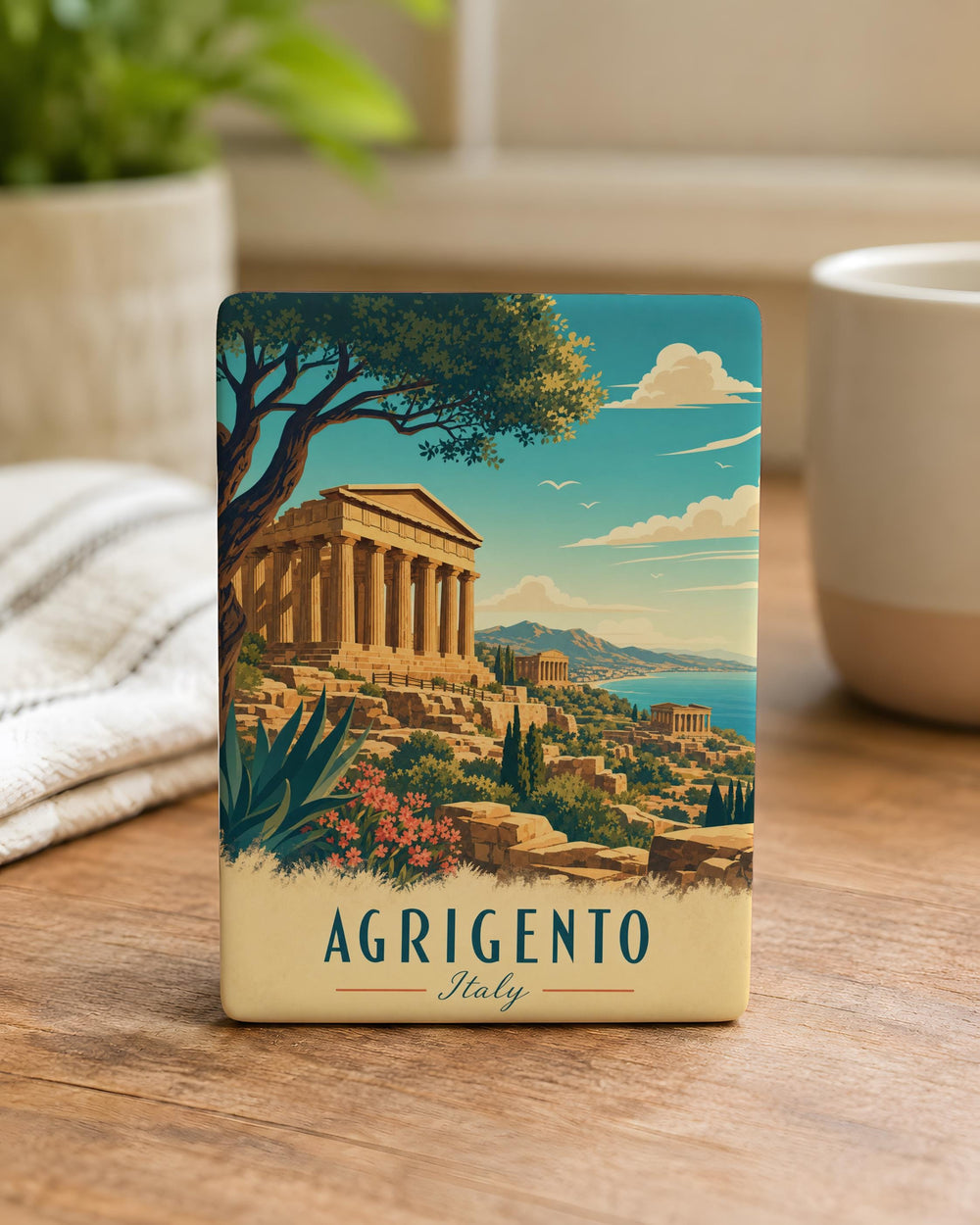Valley of the Temples Fridge Magnet, Sicily Ancient Greek Temple Ruins Souvenir, Agrigento Italy Landmark Magnet