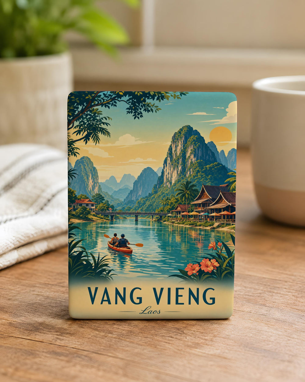 Vang Vieng Laos Fridge Magnet, Vang Vieng Travel Souvenir Magnet, Laos Destination Magnet, Vang Vieng Landmark Magnet