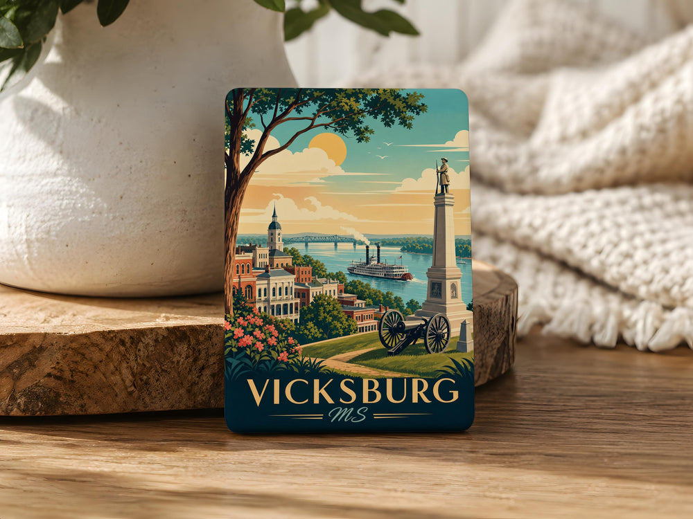 Vicksburg MS Fridge Magnet, Vicksburg Mississippi Souvenir Magnet, Historic River Town Travel Keepsake Magnet