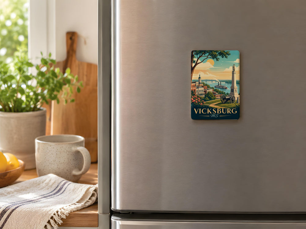 Vicksburg MS Fridge Magnet, Vicksburg Mississippi Souvenir Magnet, Historic River Town Travel Keepsake Magnet