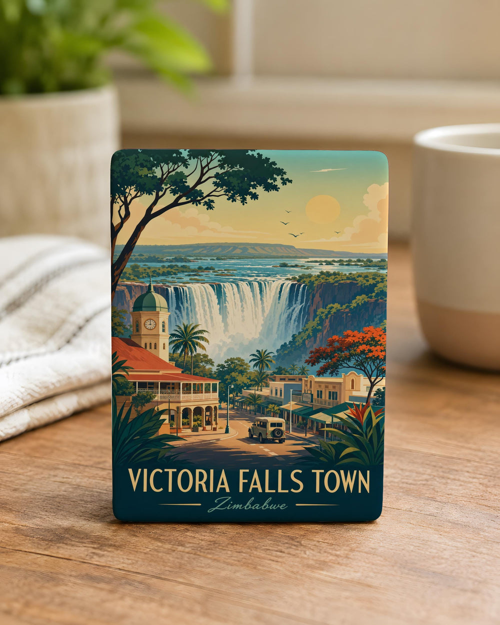 Victoria Falls Town Fridge Magnet, Zimbabwe Travel Souvenir, Waterfall Landmark Keepsake, African Destination Magnet