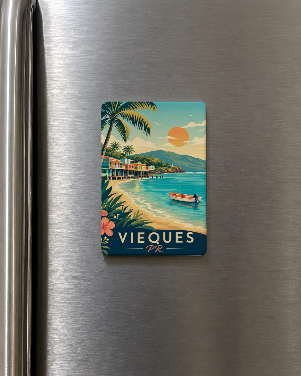 Vieques Puerto Rico Fridge Magnet, Vieques PR Souvenir Magnet, Caribbean Island Travel Keepsake, Puerto Rico Gift