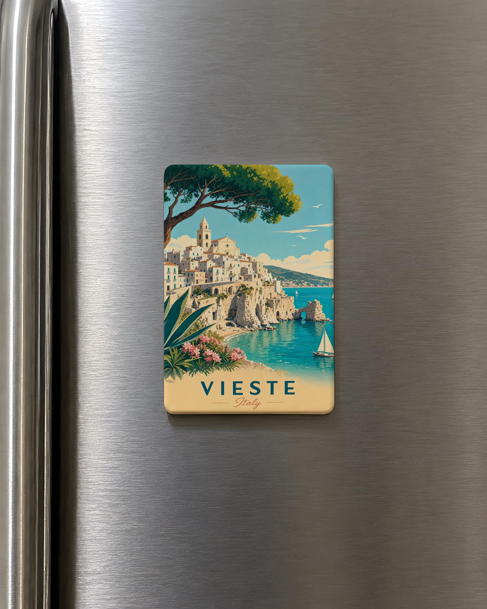 Vieste Italy Fridge Magnet, Vieste Puglia Souvenir Magnet, Gargano Peninsula Travel Gift, Italy Vacation Keepsake Magnet
