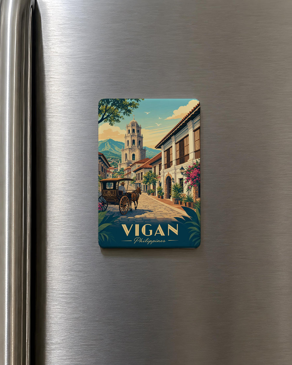 Vigan Philippines Fridge Magnet, Vigan City Souvenir Magnet, Ilocos Sur Travel Keepsake, Calle Crisologo Landmark Magnet