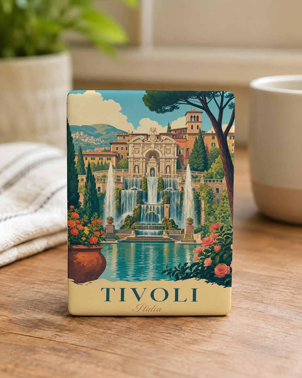 Villa d’Este Tivoli Italy Fridge Magnet, Renaissance Garden Fountains & Terraces Souvenir Magnet, Italian Villa Travel Gift