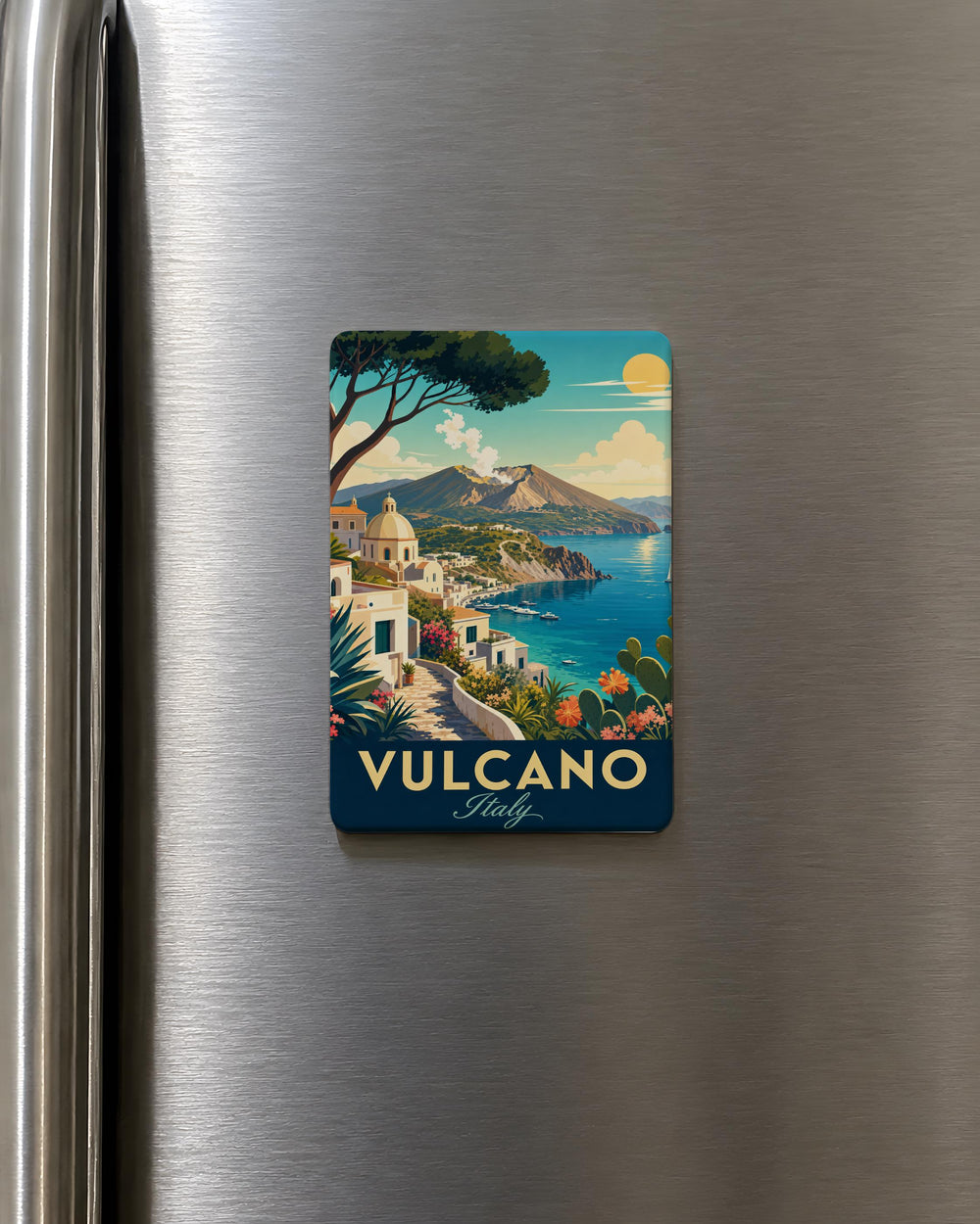 Vulcano Italy Fridge Magnet, Vulcano Island Souvenir Magnet, Aeolian Islands Travel Gift, Sicily Italy Volcano Magnet