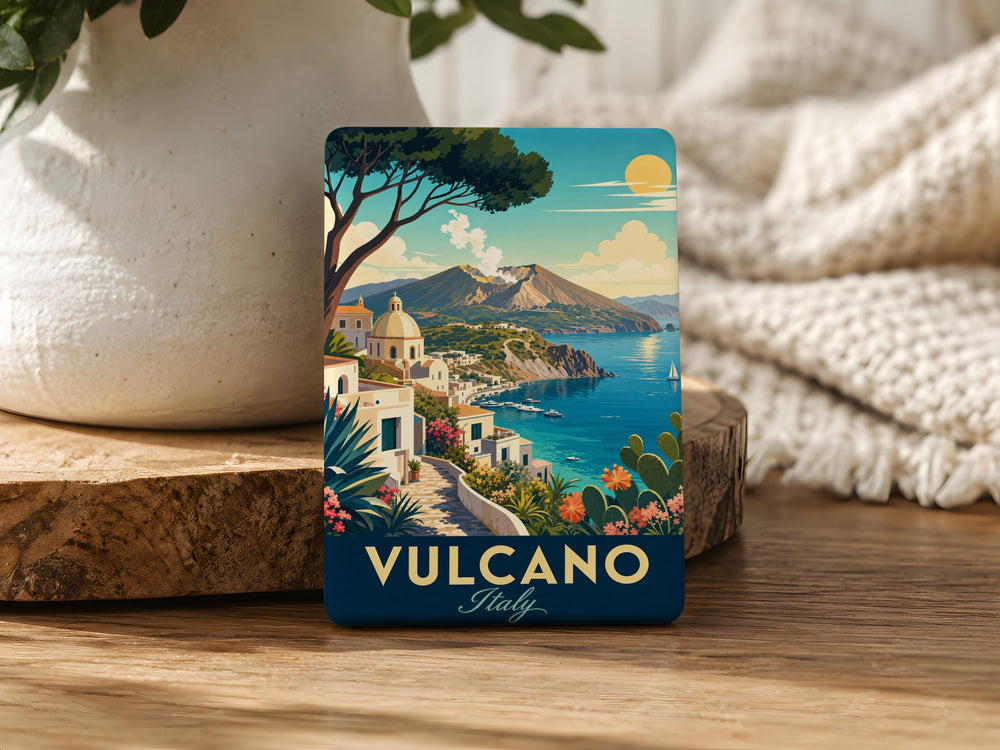 Vulcano Italy Fridge Magnet, Vulcano Island Souvenir Magnet, Aeolian Islands Travel Gift, Sicily Italy Volcano Magnet