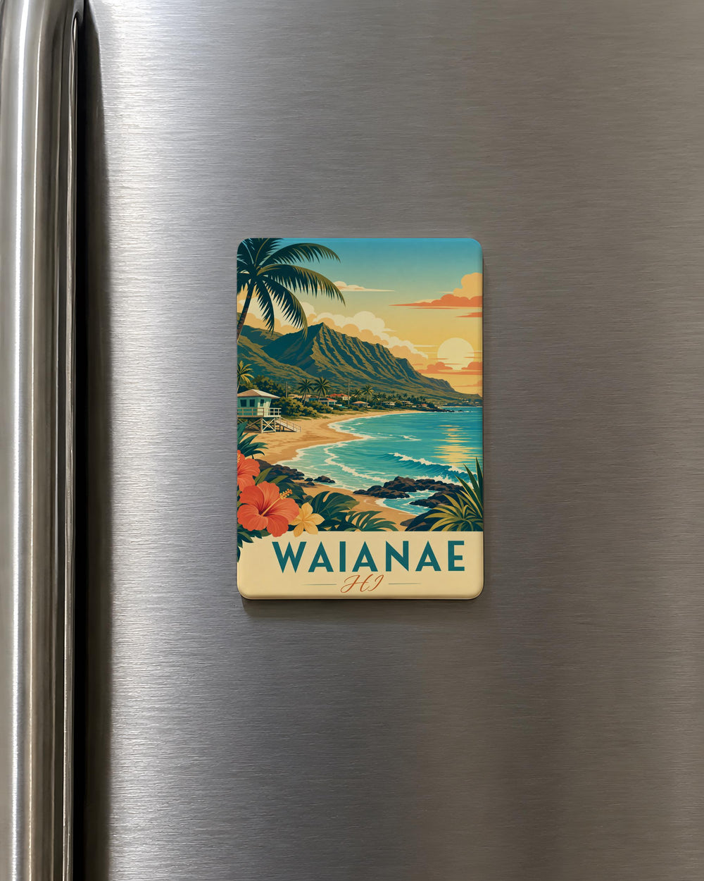 Waianae HI Fridge Magnet, Waianae Hawaii Souvenir Magnet, Oahu Island Travel Gift, Hawaii Vacation Keepsake Magnet