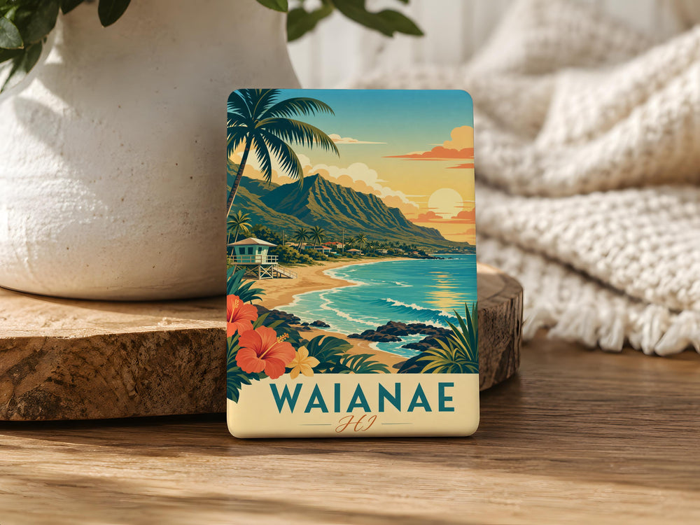 Waianae HI Fridge Magnet, Waianae Hawaii Souvenir Magnet, Oahu Island Travel Gift, Hawaii Vacation Keepsake Magnet