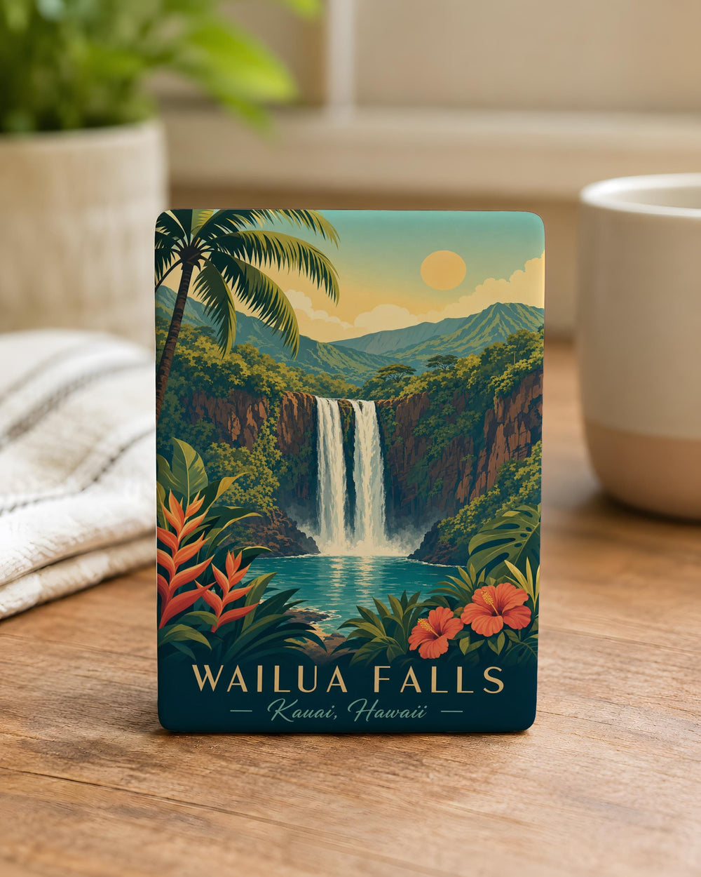 Wailua Falls Fridge Magnet, Kauai Hawaii Waterfall Souvenir, Tropical Island Travel Keepsake Gift