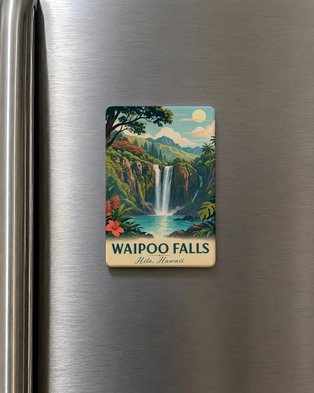 Waipoo Falls Fridge Magnet, Waterfall Landscape Souvenir Magnet, Waipoo Falls Hawaii Travel Keepsake Magnet