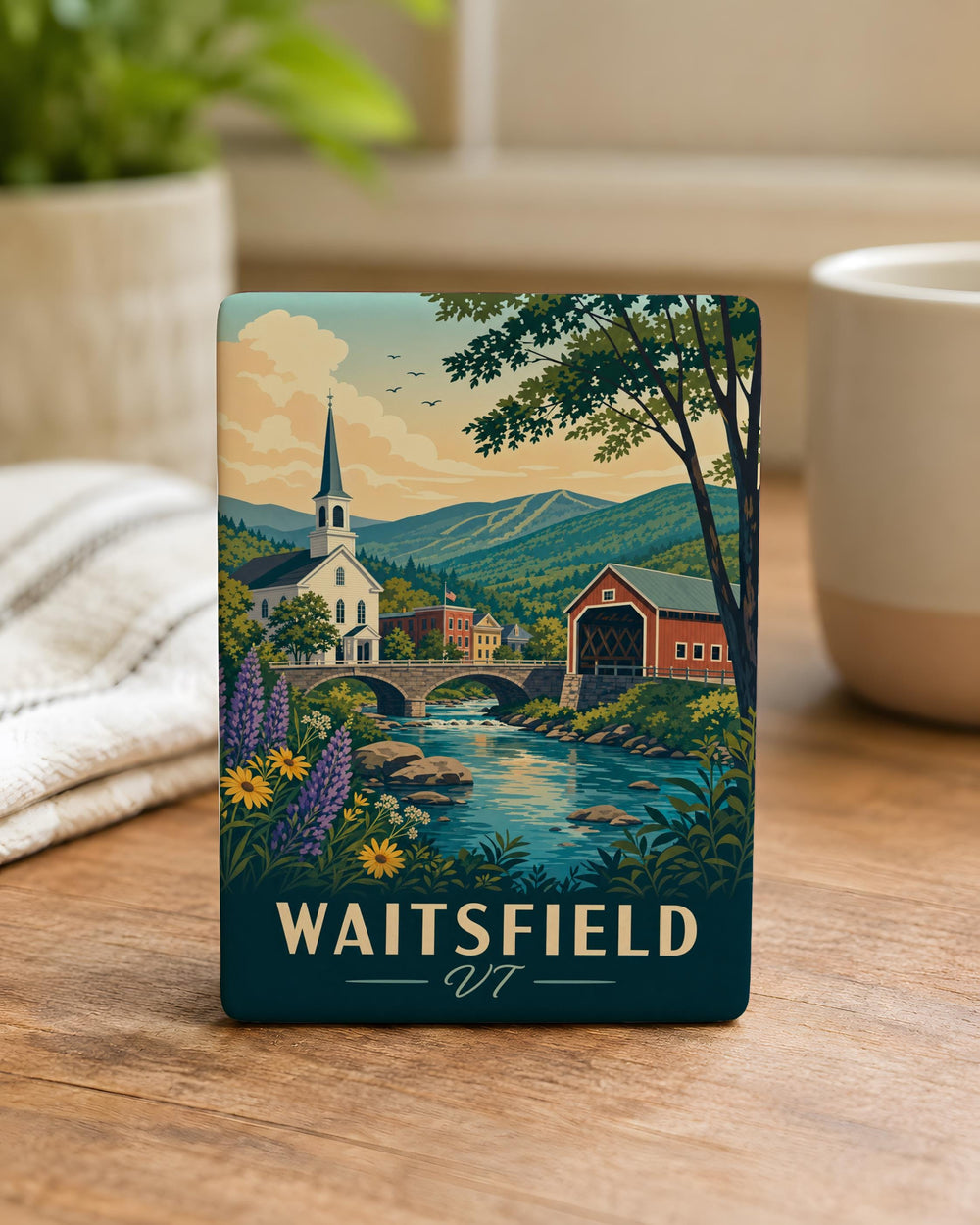 Waitsfield VT Fridge Magnet, Waitsfield Vermont Souvenir Magnet, Mad River Valley Travel Gift, Vermont Town Keepsake Magnet