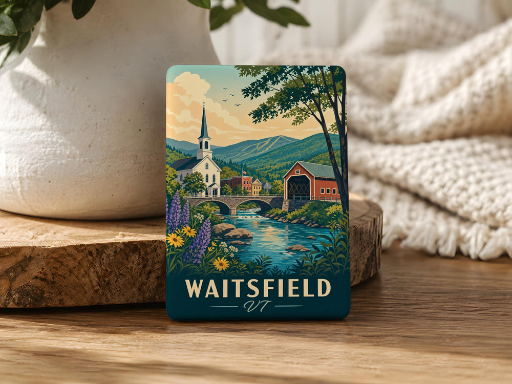 Waitsfield VT Fridge Magnet, Waitsfield Vermont Souvenir Magnet, Mad River Valley Travel Gift, Vermont Town Keepsake Magnet