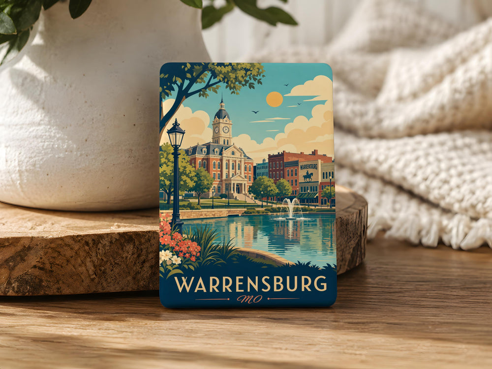 Warrensburg MO Fridge Magnet, Missouri Souvenir Magnet, Warrensburg Missouri Travel Gift, City Landmark Keepsake Magnet