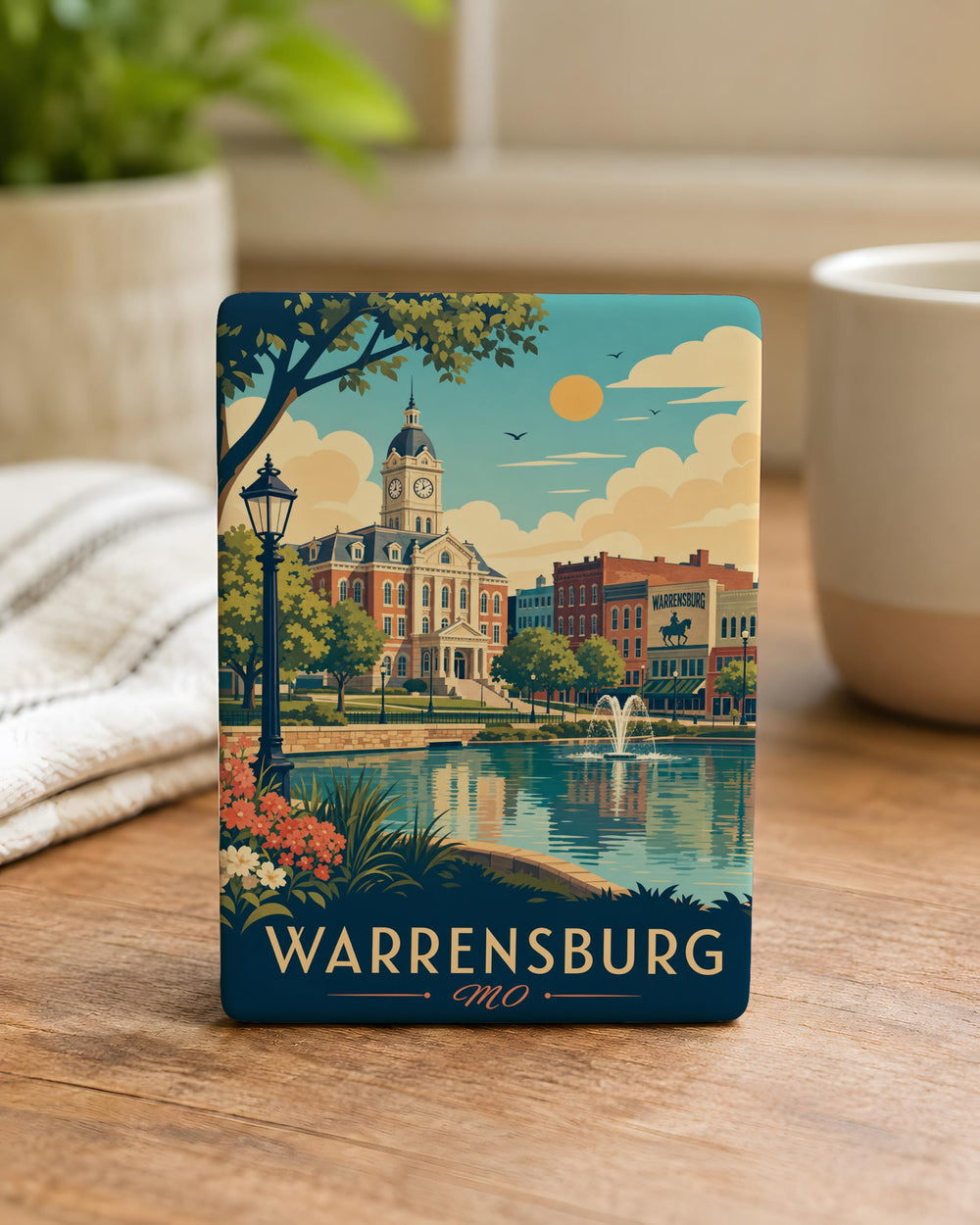 Warrensburg MO Fridge Magnet, Missouri Souvenir Magnet, Warrensburg Missouri Travel Gift, City Landmark Keepsake Magnet