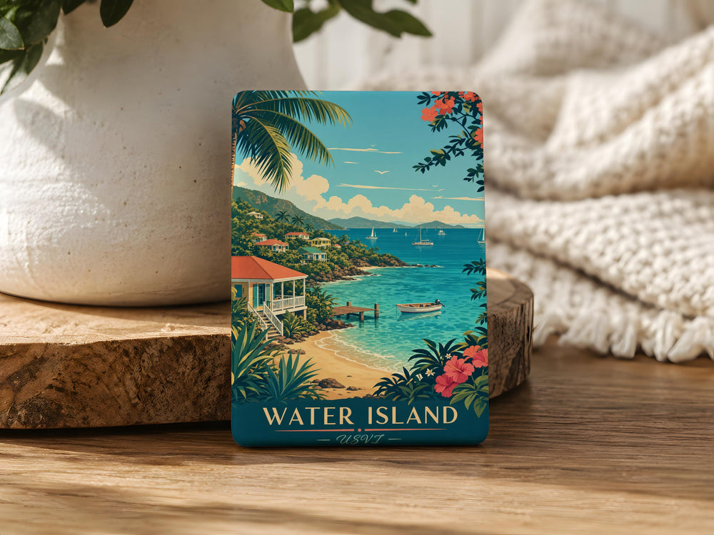 Water Island USVI Fridge Magnet, U.S. Virgin Islands Souvenir Magnet, Caribbean Island Travel Keepsake, St Thomas Nearby Island Gift