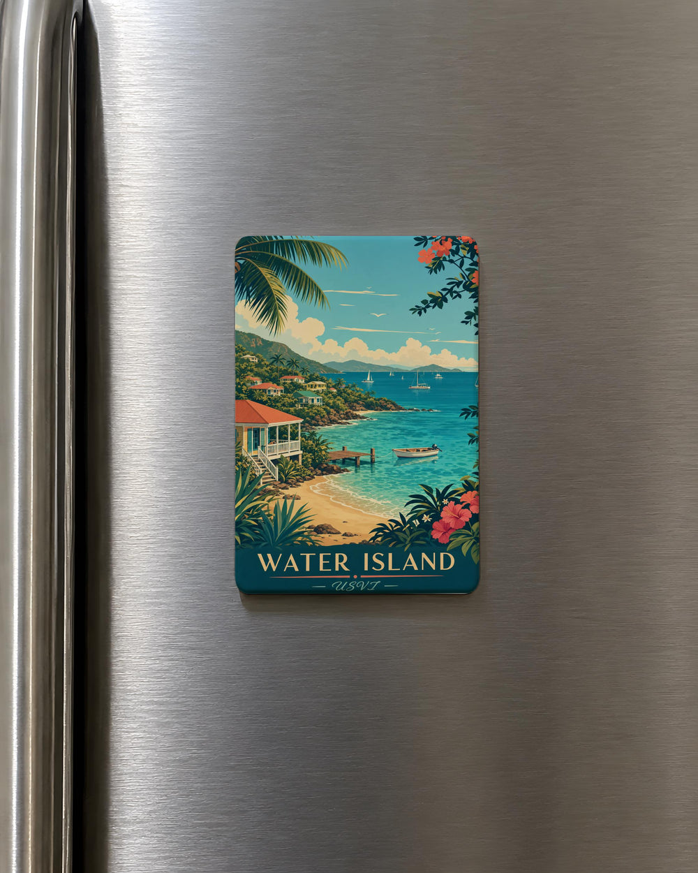 Water Island USVI Fridge Magnet, U.S. Virgin Islands Souvenir Magnet, Caribbean Island Travel Keepsake, St Thomas Nearby Island Gift