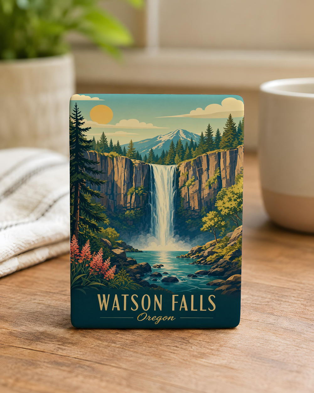 Watson Falls Oregon Fridge Magnet, Umpqua National Forest Waterfall Souvenir Magnet, Pacific Northwest Travel Keepsake