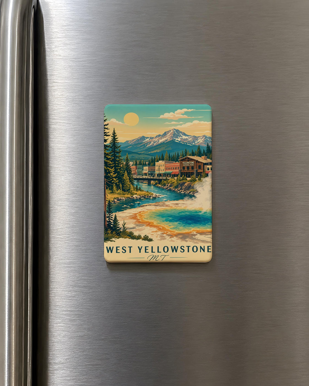 West Yellowstone MT Fridge Magnet, Montana Travel Souvenir, Yellowstone National Park Gateway Keepsake Magnet