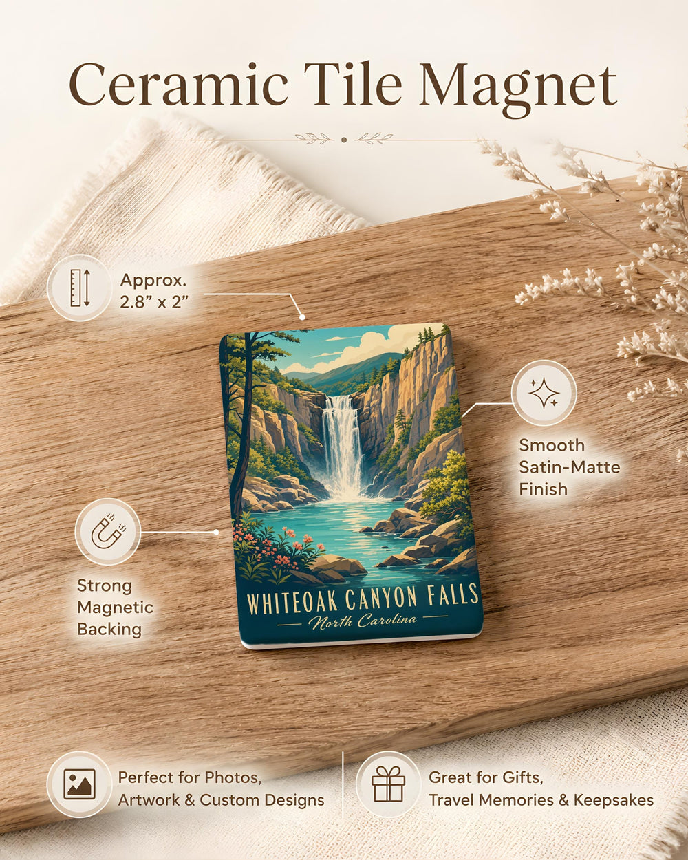 Whiteoak Canyon Falls Fridge Magnet, Waterfall Trail Souvenir, Shenandoah National Park Virginia Keepsake Magnet
