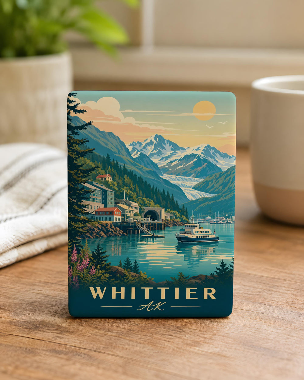 Whittier Alaska Fridge Magnet, Whittier AK Souvenir Magnet, Alaska Travel Gift, Coastal Town Keepsake Magnet