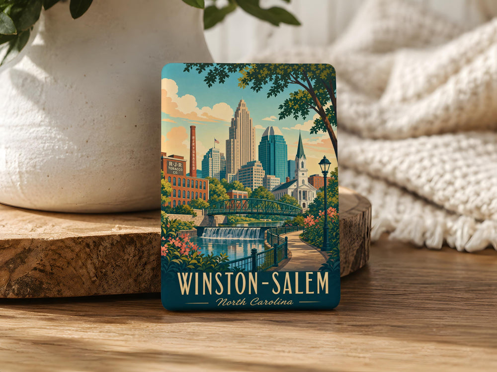 Winston-Salem NC Fridge Magnet, North Carolina City Souvenir Magnet, Winston Salem Travel Gift, Local Landmark Keepsake Magnet