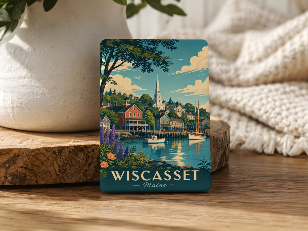 Wiscasset Maine Fridge Magnet, Wiscasset ME Souvenir Magnet, Maine Coastal Town Travel Keepsake Magnet