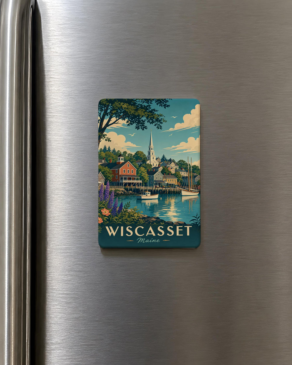 Wiscasset Maine Fridge Magnet, Wiscasset ME Souvenir Magnet, Maine Coastal Town Travel Keepsake Magnet