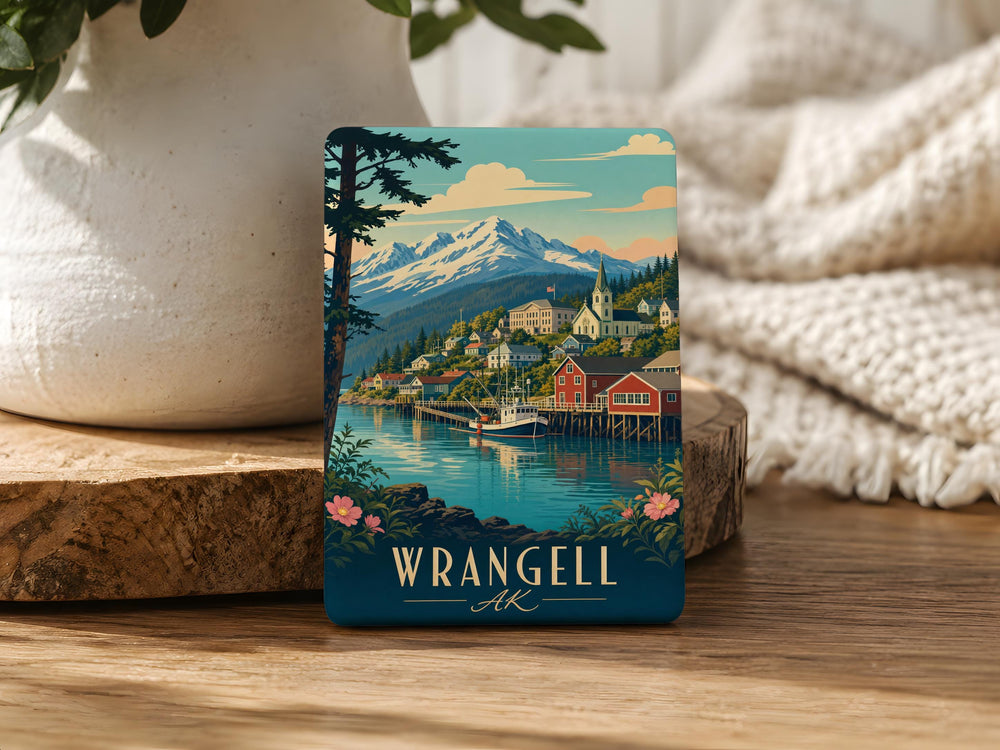 Wrangell Alaska Fridge Magnet, Wrangell AK Souvenir Magnet, Alaska Travel Gift, Wrangell Landmark Keepsake Magnet