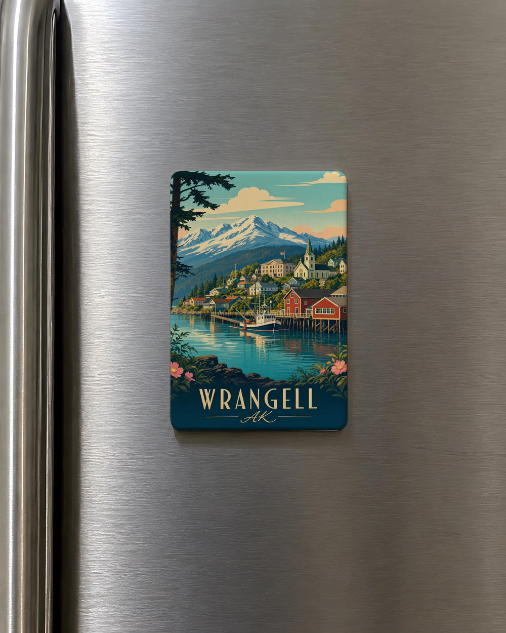 Wrangell Alaska Fridge Magnet, Wrangell AK Souvenir Magnet, Alaska Travel Gift, Wrangell Landmark Keepsake Magnet