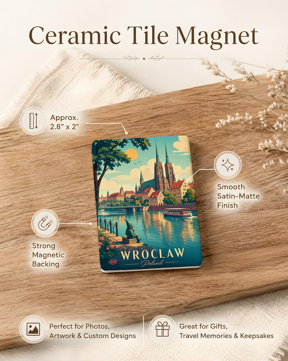 Wroclaw Poland Fridge Magnet, Wroclaw City Souvenir Magnet, Poland Travel Gift, Wroclaw Landmark Keepsake Magnet