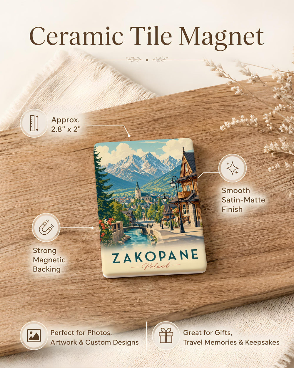 Zakopane Poland Fridge Magnet, Tatra Mountains Souvenir Magnet, Zakopane Travel Keepsake, Poland Vacation Magnet