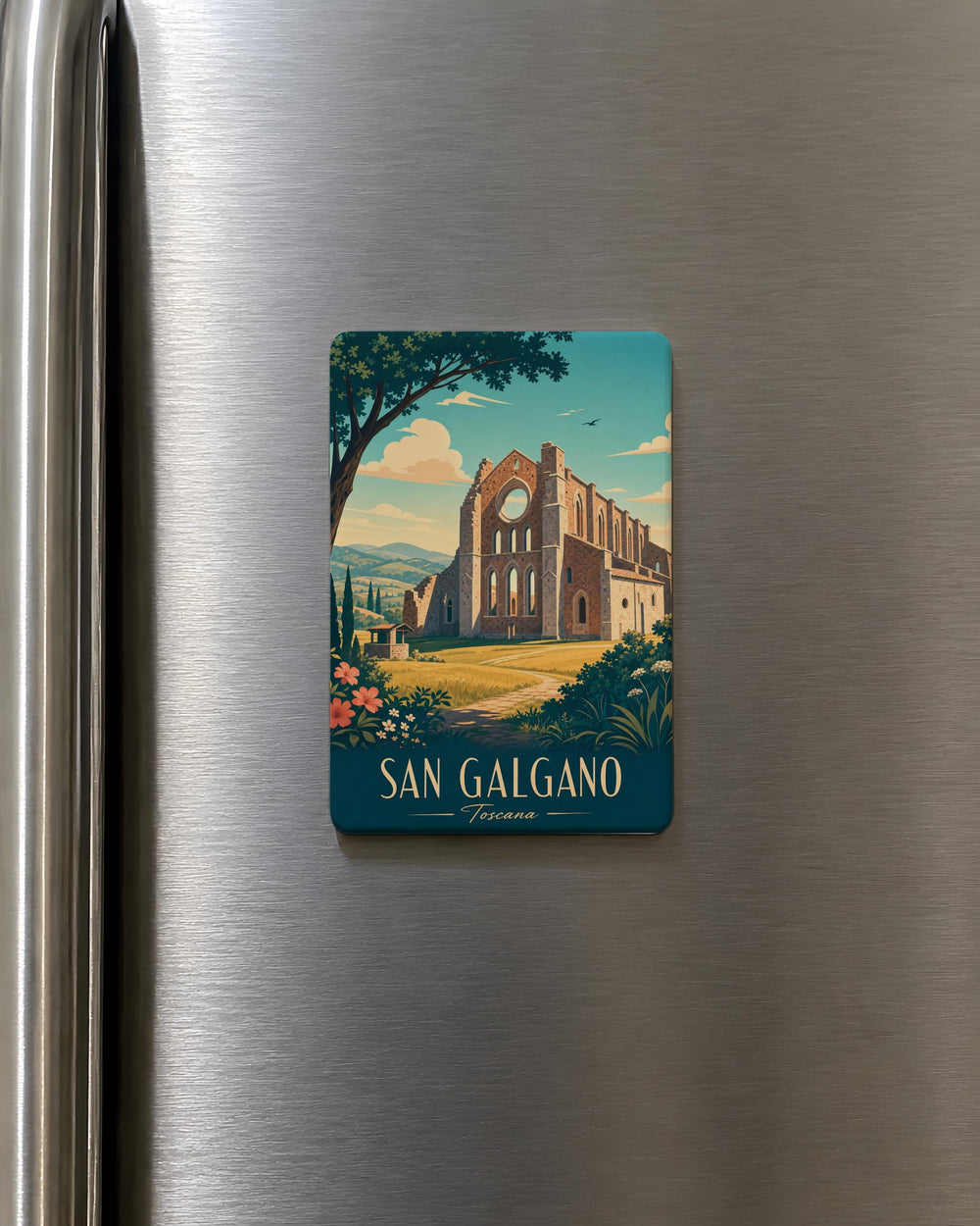 Abbey of San Galgano Fridge Magnet, Tuscany Italy Ruins Souvenir Magnet, Medieval Abbey Landmark Kitchen Magnet
