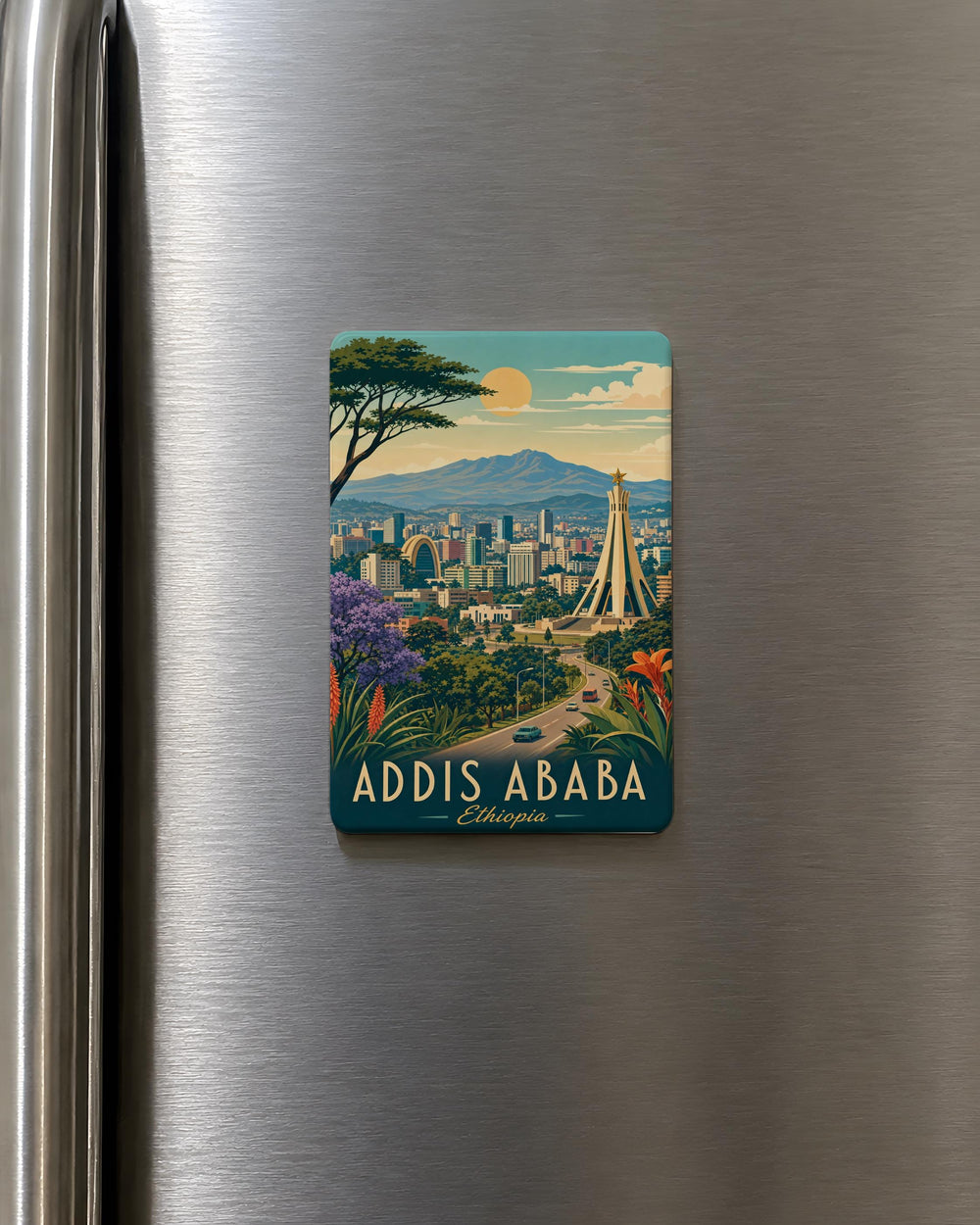 Addis Ababa Ethiopia Fridge Magnet, Addis Ababa Travel Souvenir Magnet, Ethiopia Capital City Landmark Magnet