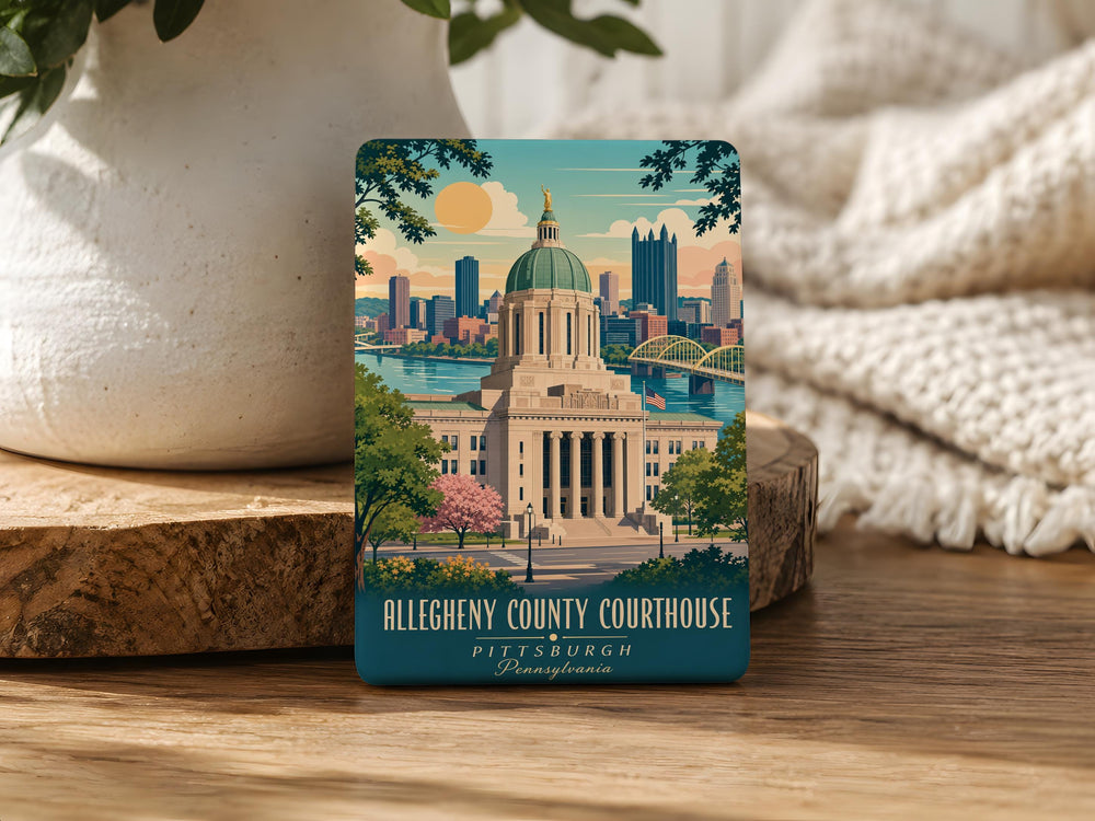 Allegheny County Courthouse Fridge Magnet, Pittsburgh Pennsylvania Landmark Souvenir Magnet, Historic Courthouse Gift for Travelers