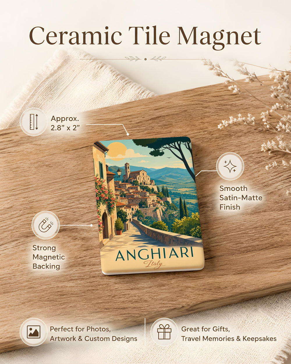 Anghiari Italy Fridge Magnet, Anghiari Tuscany Travel Souvenir Magnet, Italian Hill Town Landmark Keepsake Magnet