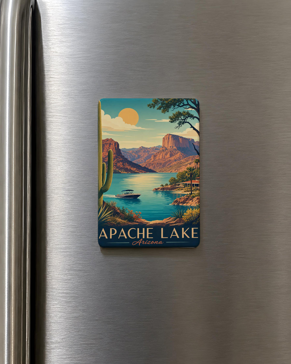Apache Lake Arizona Fridge Magnet, Desert Lake Landscape Souvenir, Arizona Travel Gift, Southwest Home Decor Magnet