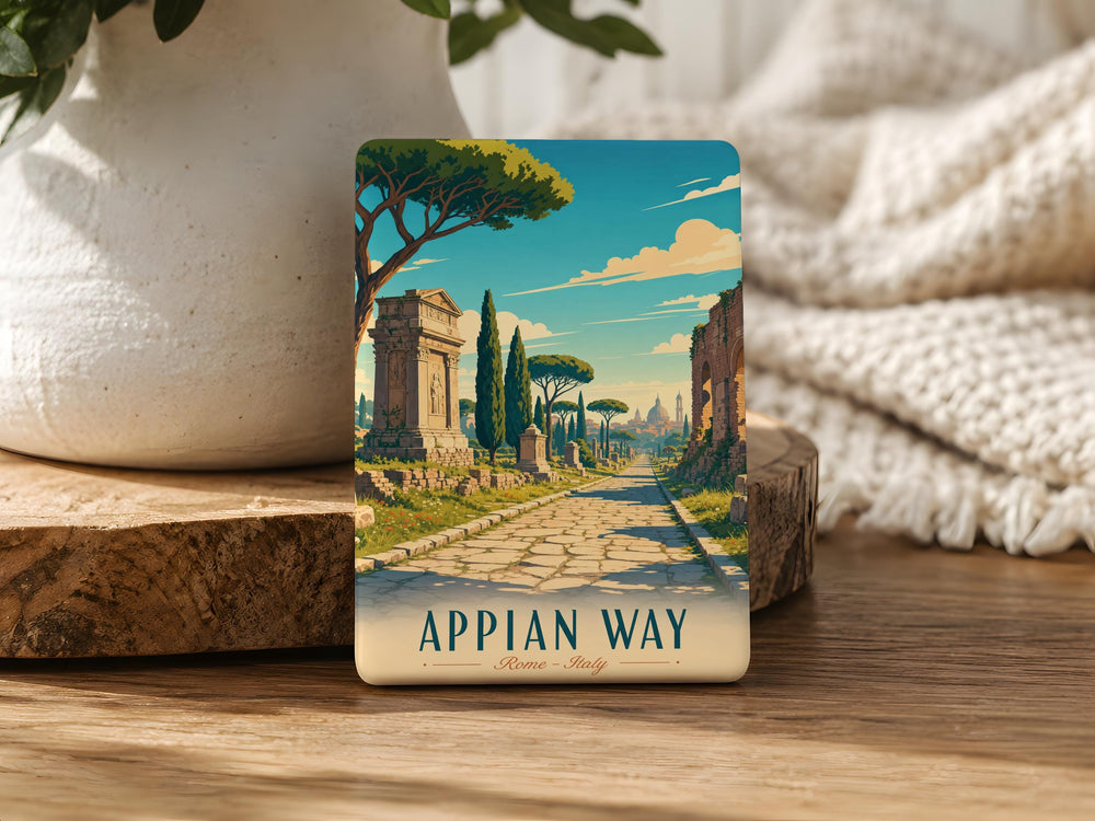 Appian Way Fridge Magnet, Ancient Roman Road Landmark Souvenir, Italy Travel Keepsake, Historic Via Appia Gift