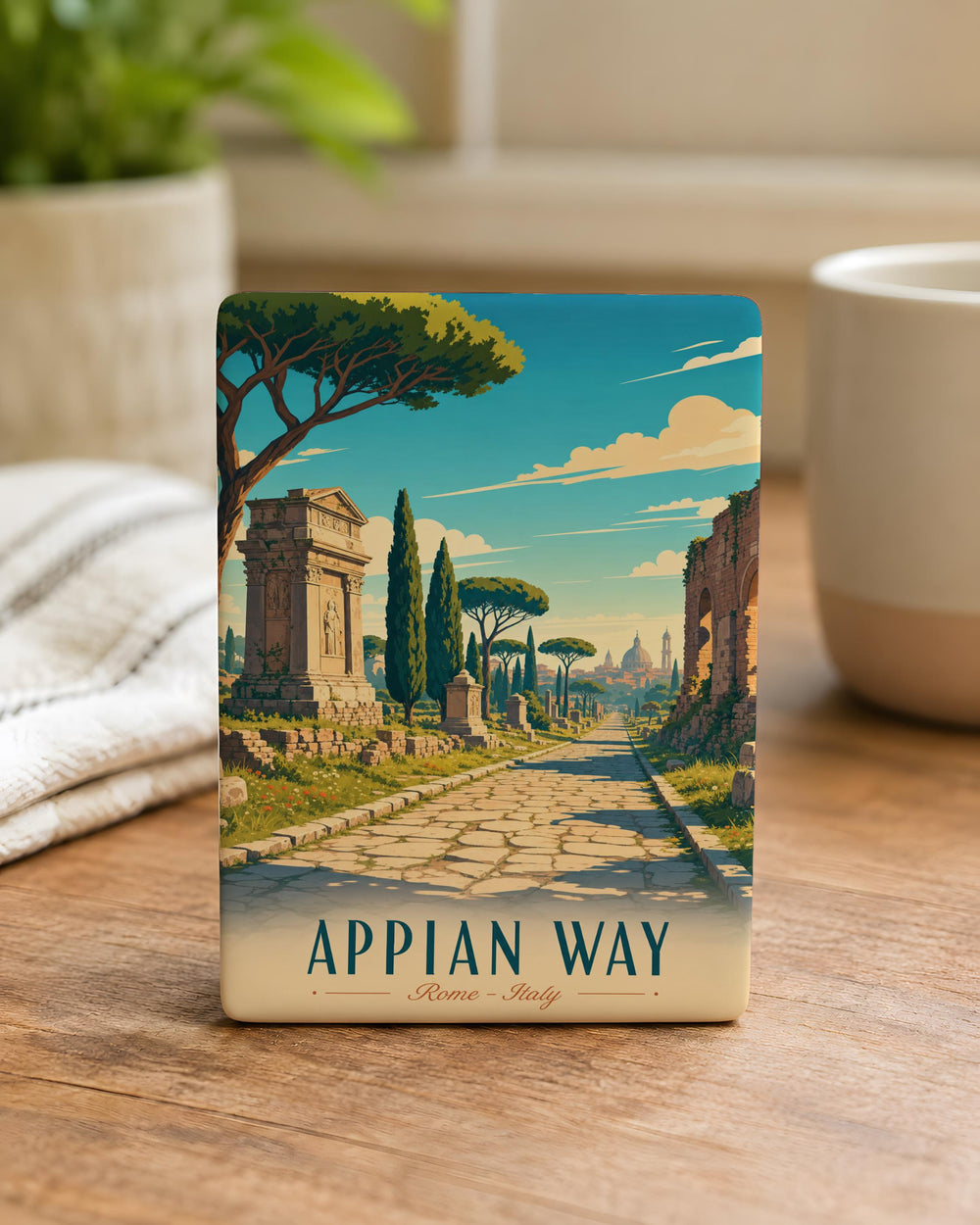 Appian Way Fridge Magnet, Ancient Roman Road Landmark Souvenir, Italy Travel Keepsake, Historic Via Appia Gift